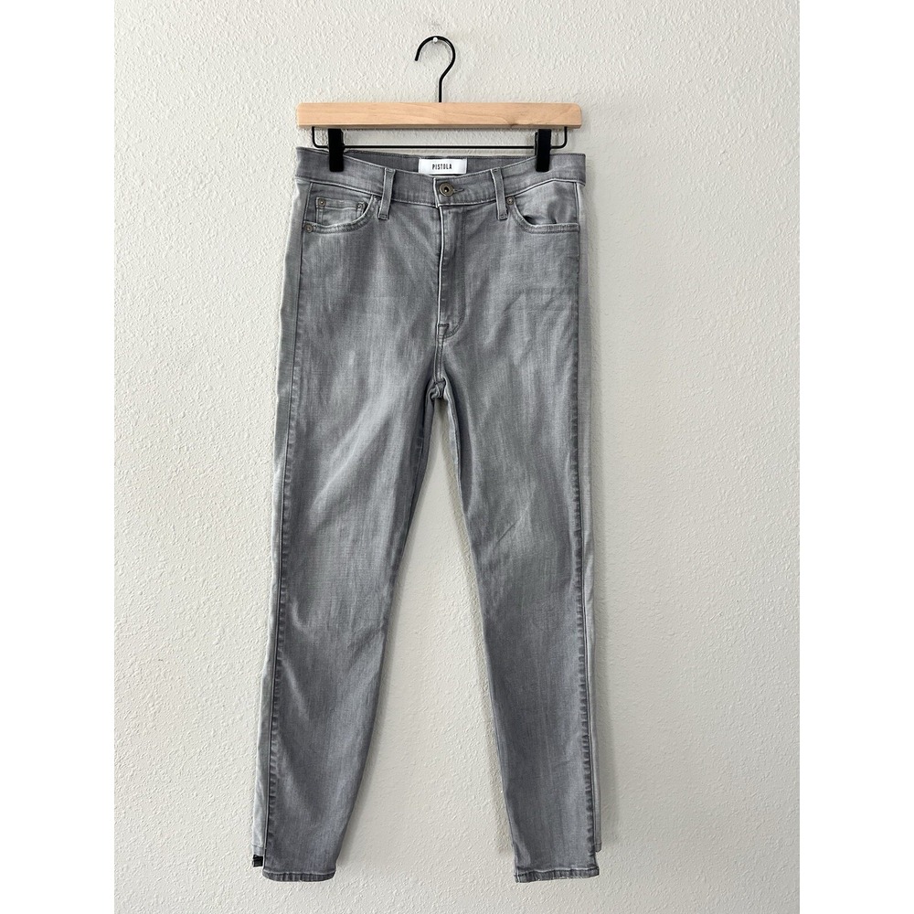 Pistola Gray Wash Side Stripe High Rise Ankle Notch Jeans Sz 28